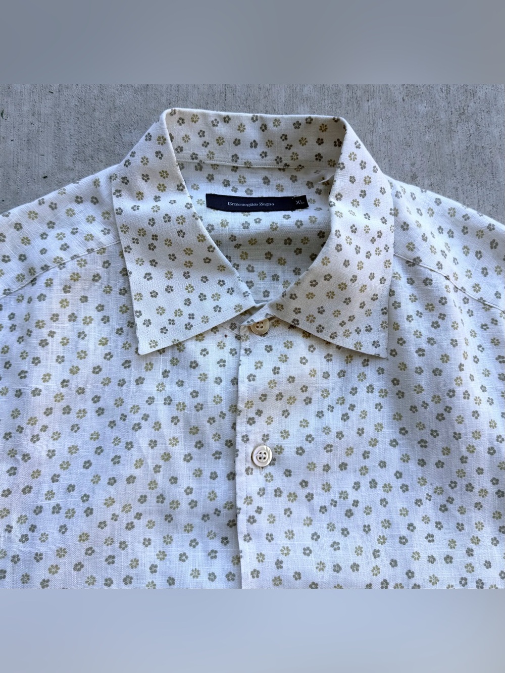 Ermenegildo Zegna 100% Linen Shirt Floral Camp All Over Print Men Size XL